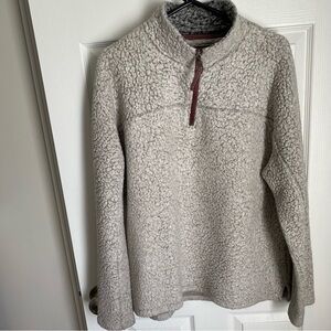 True Grit Unisex 1/4 Zip Long Sleeve Gray Pullover Fuzzy Fleece Faux Sherpa Sz M